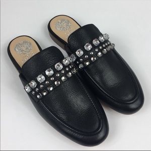 New Vince Camino leather jewel mule loafers
